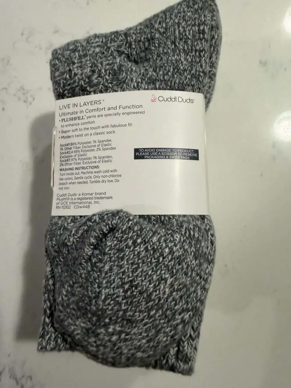 Cuddl Duds Women's 4-Pack Cozy Boot Socks, Plushfill, Crew, Blue Pack